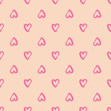 Basit geometrik pembe kalpler pürüzsüz desen. Sevgililer Günü arkaplanı.