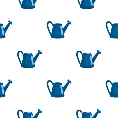 Düz dizayn edilmiş sulama tenekesi ile kusursuz desen. Beyaz arka planda izole edilmiş. V