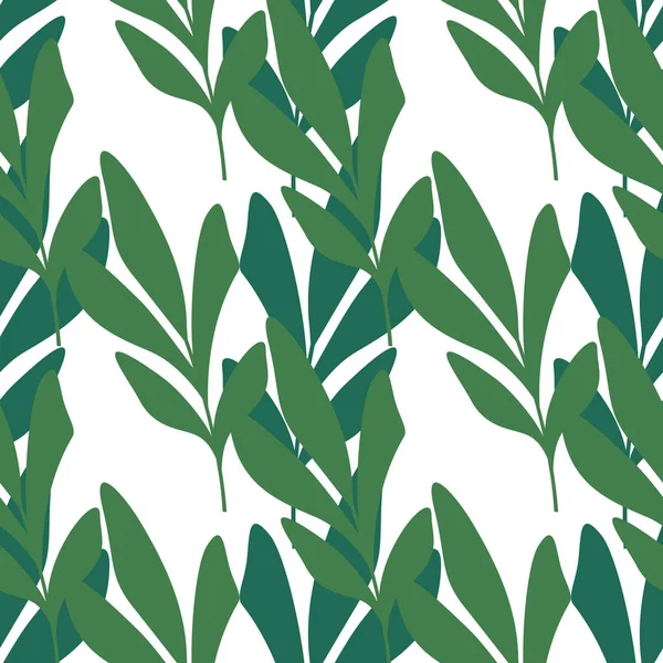 Modello astratto foglia verde senza cuciture per il disegno del tessuto su sfondo bianco . — Vettoriale Stock
