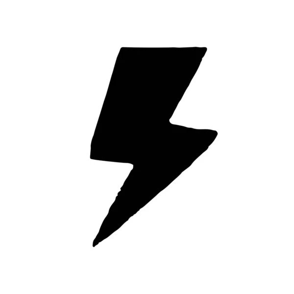 Blitz-Symbol in handgezeichnetem Stil isoliert auf weißem Hintergrund. — Stockvektor