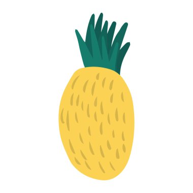 Beyaz arkaplanda izole edilmiş karalama tarzında sarı ananas.