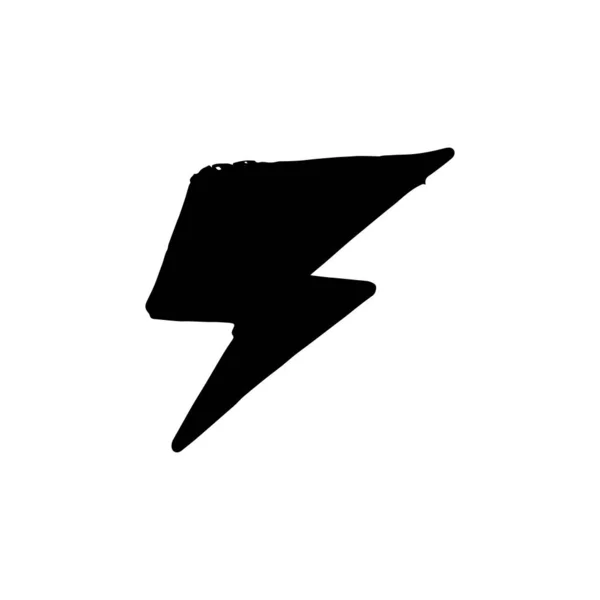 Met de hand getrokken bliksem pictogram geïsoleerd op witte achtergrond. Elektriciteit, bliksemschicht, blikseminslag. — Stockvector