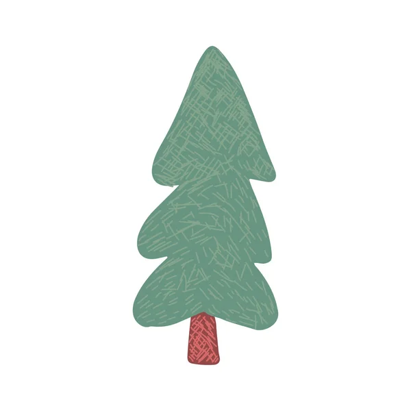 Doodle Urlaub Tanne Symbol isoliert auf weißem Hintergrund. Handgezeichneter Weihnachtsbaum. — Stockvektor