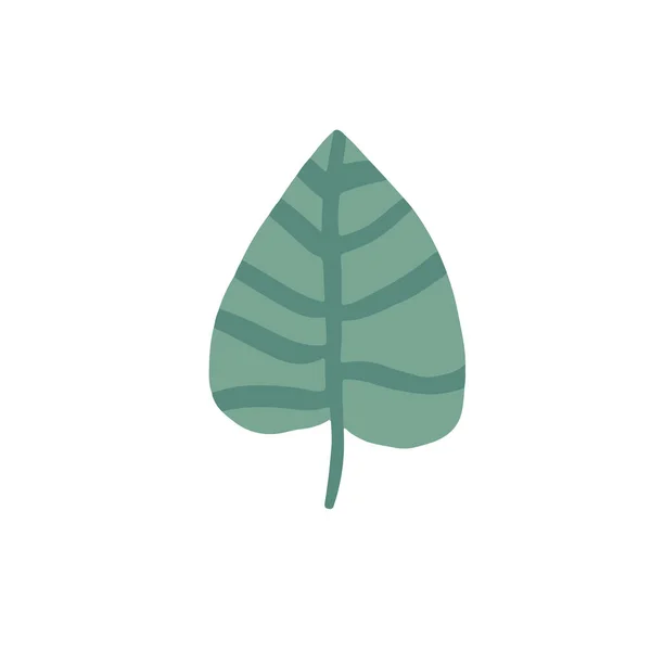 Grünes Blatt isoliert auf weißem Hintergrund. Blätter im Doodle-Stil. — Stockvektor