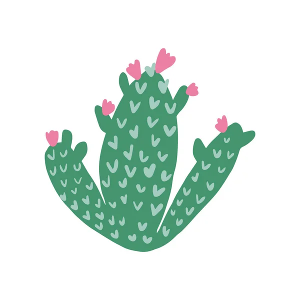 Lindo cactus verde espinoso. Flor de cactus aislada sobre fondo blanco. Cactus en estilo doodle . — Vector de stock