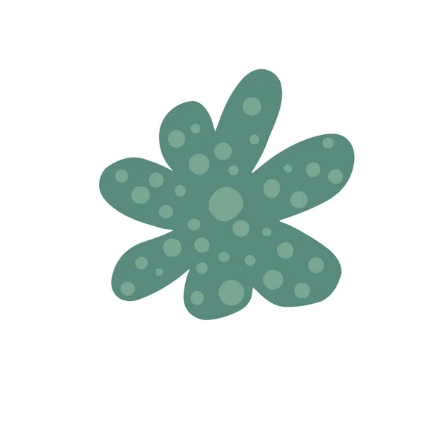 Flor verde aislada sobre fondo blanco. Simple. — Vector de stock