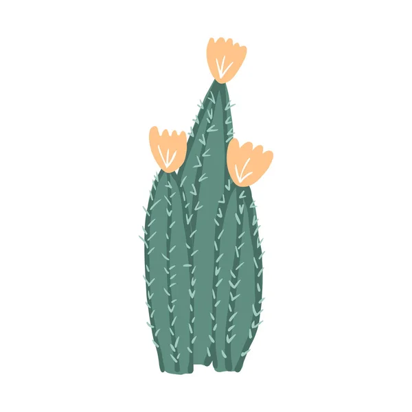 Cactus simple en estilo garabato. Lindo cactus verde espinoso. Flor de cactus aislada sobre fondo blanco . — Vector de stock