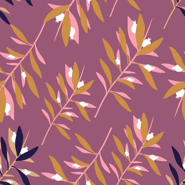 Motif sans couture avec des feuilles de branches géométriques à la mode dans un style rétro. Feuille tropicale estivale — Image vectorielle