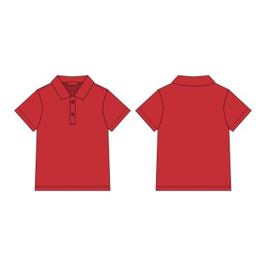 Klasik polo tişörtü. Kırmızı renk desenli tişört polosu. Günlük kıyafet tarzı.