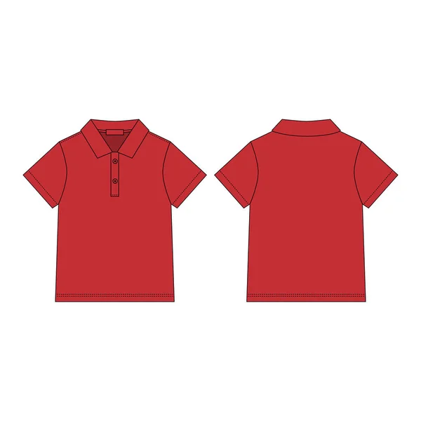 Polo classica. Polo T-shirt in modello di design di colore rosso. Stile di vestiti casual . — Vettoriale Stock