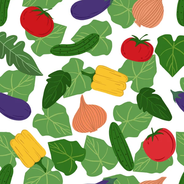Здоровый пищевой фон. Ручной рисунок овощей . — стоковый вектор
