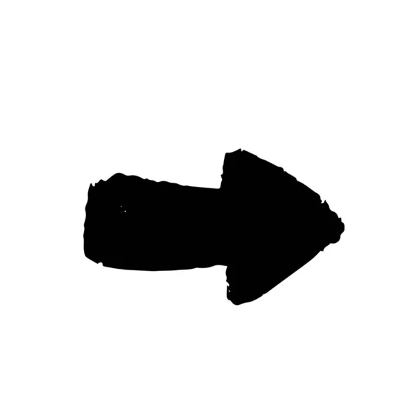 Encre Flèche noire dans un style dessiné à la main. Symbole de flèche isolé sur fond blanc . — Image vectorielle