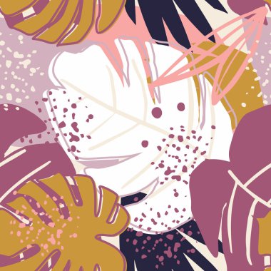 Creative tropical textures. Contemporary exotic floral seamless pattern.