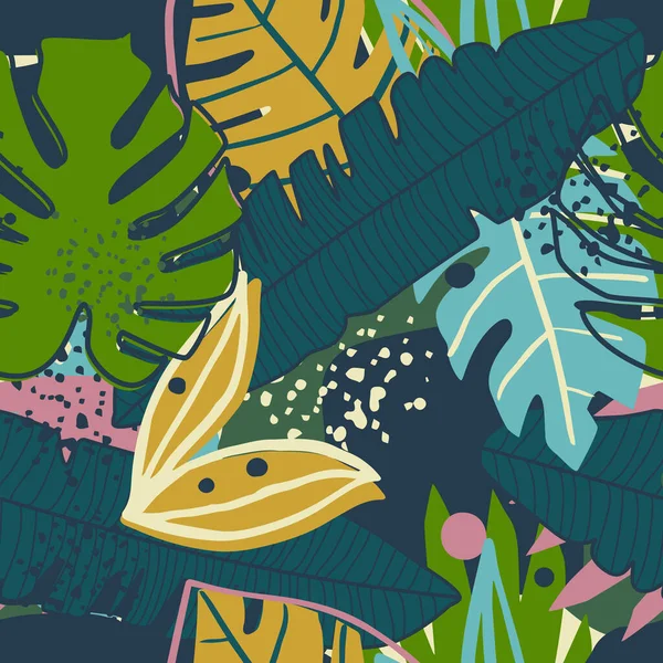 Design contemporain de collage. Motif sans couture avec jardin floral exotique à la mode . — Image vectorielle