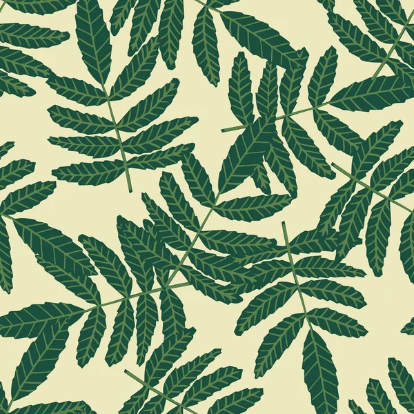 Padrão sem costura com folhas verdes vintage. Papel de parede botânico. Folha vintage verão . — Vetor de Stock