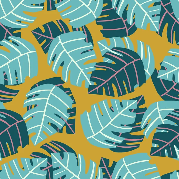 Patrón sin costuras con hojas de monstera. Patrón tropical, fondo de pantalla de hoja botánica . — Vector de stock