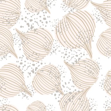 Modern soğan pürüzsüz desen. Elle çizilmiş soğan soğanı sebze duvar kağıdı. Organik doku. Kumaş, tekstil baskısı, ambalaj kağıdı, mutfak tekstili tasarımları. Vektör illüstrasyonu