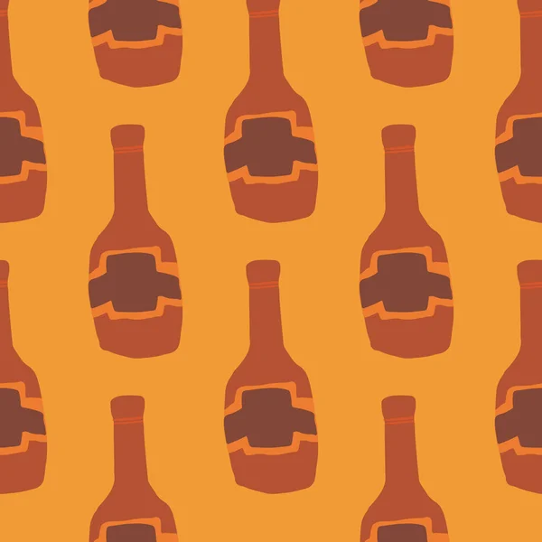 Alkoholausschankflaschen Doodle Stil Lustige Glasflasche Nahtloses Muster Design Für Stoff — Stockvektor
