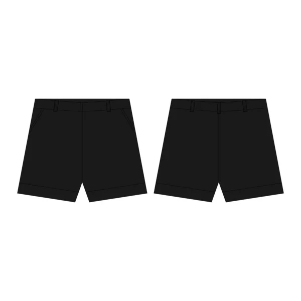 Schwarze Sporthose Isoliert Auf Weißem Hintergrund Männerverschleiß Technische Skizze Kinderbekleidung — Stockvektor