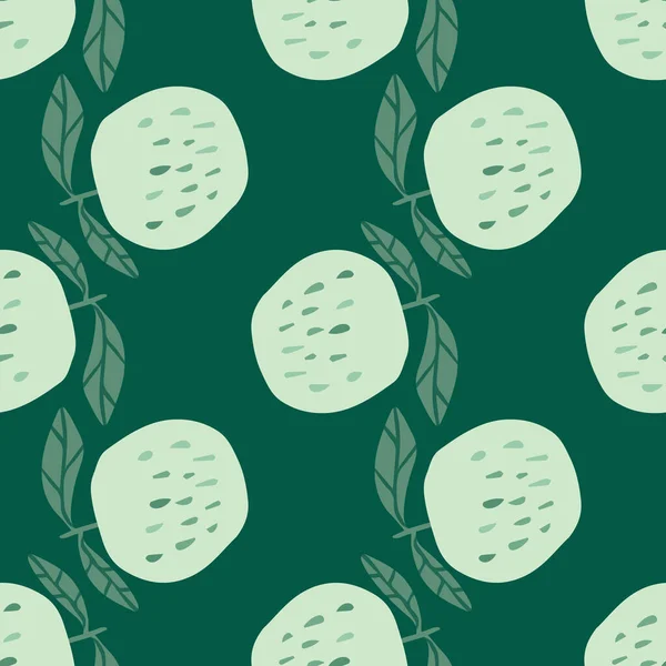 Manzanas Verdes Patrón Sin Costuras Estilo Garabato Impresión Botánica Ilustración — Vector de stock