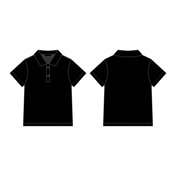 Camiseta polo negra para niños aislada sobre fondo blanco . — Vector de stock