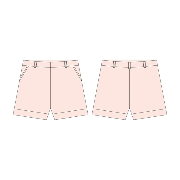 Pantalones cortos rosados para niñas aislados sobre fondo blanco. Los hombres usan . — Archivo Imágenes Vectoriales