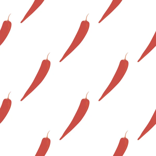 Padrão sem costura Chilli em estilo doodle. Hot chile papel de parede pimentas. Textura vegetariana criativa de alimentos saudáveis . —  Vetores de Stock