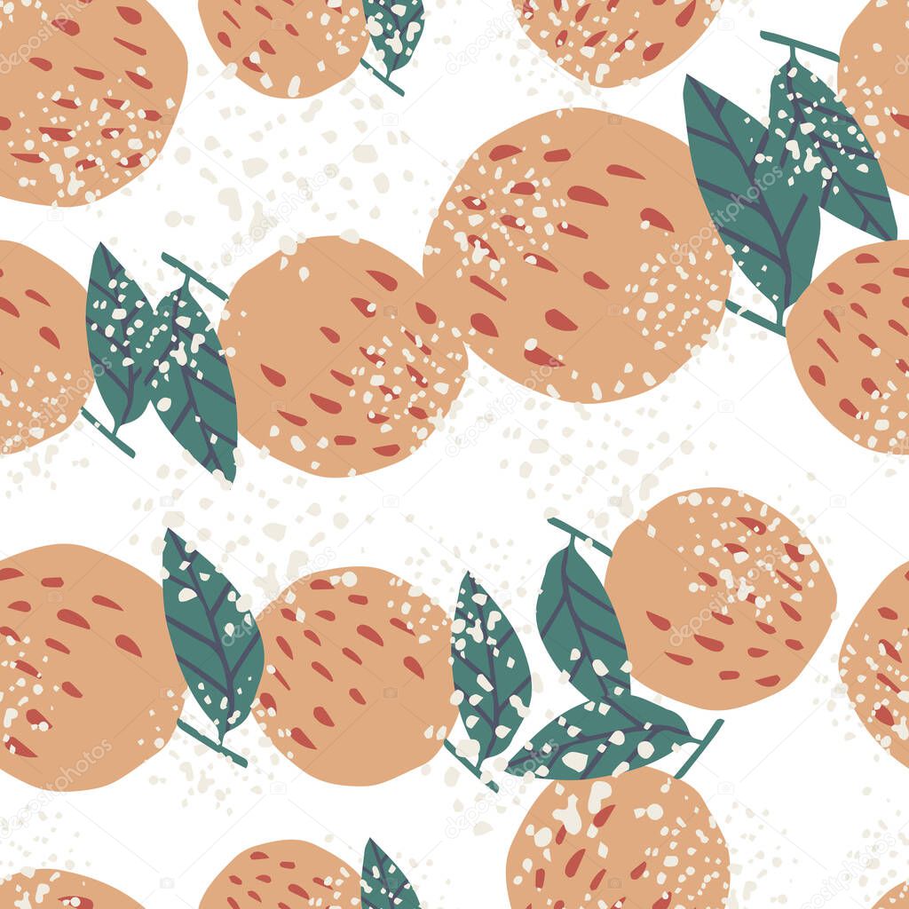 Apples seamless pattern in doodle style on white background. Botanical print.