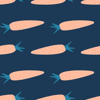 Elle çizilmiş havuç deseni. Havuç karalamak. Botanik duvar kağıdı. Kumaş, tekstil baskısı, ambalaj kağıdı, mutfak tekstili tasarımları. Modern vektör illüstrasyonu