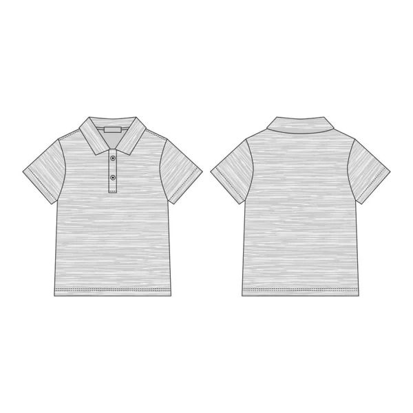 Camiseta Polo Tejido Melange Aislado Sobre Fondo Blanco Bosquejo Técnico — Vector de stock