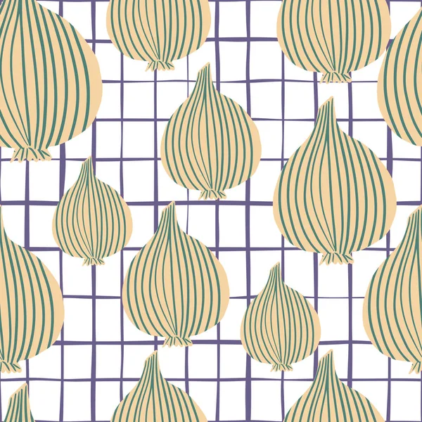 Onion Bulb Seamless Pattern Stripes Background Vegetable Wallpaper Organic Texture — Διανυσματικό Αρχείο