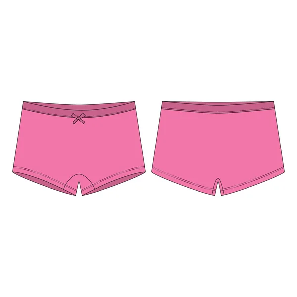 Mini Short Tessuto Melange Fondo Bianco Mutandine Rosa Bambini Donne — Vettoriale Stock