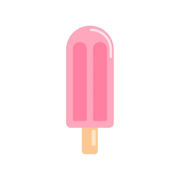 冰冻的草莓棒棒糖在白色背景上被分离出来 夏冰百合 风格平整 粉红冰淇淋病媒图解 — 图库矢量图片