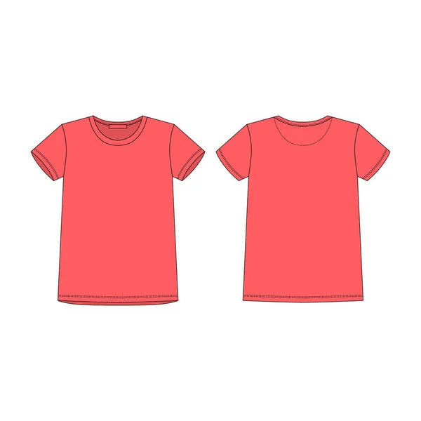 Shirt Colore Rosso Donne Isolate Sfondo Bianco Abbigliamento Sportivo Stile — Vettoriale Stock