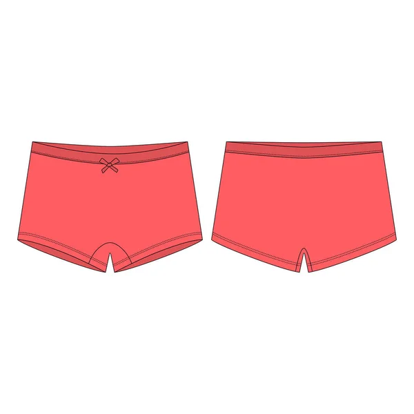 Mini Short Mutandine Colore Rosso Sfondo Bianco Mutandine Bambini Donne — Vettoriale Stock