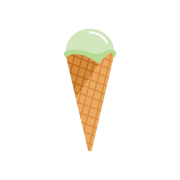 复古冰淇淋在华夫饼锥形的扁平风格孤立在白色背景 矢量说明 — 图库矢量图片