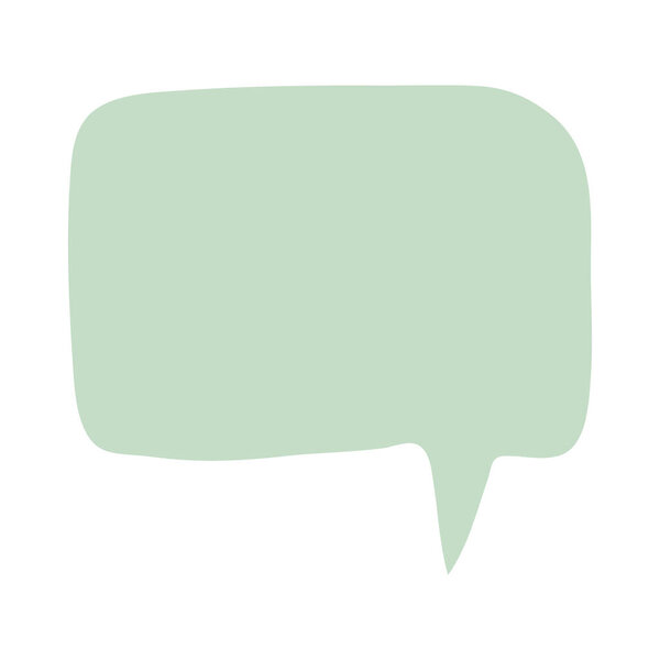 Hand drawn green speech bubble isolated on white background. Dialog balloon template chat, message. Doodle blank comment design. Vector illustration.