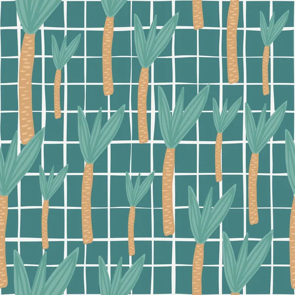 Cenário Geométrico Palmeira Coco Doodle Tropical Palmeira Sem Costura Padrão — Vetor de Stock