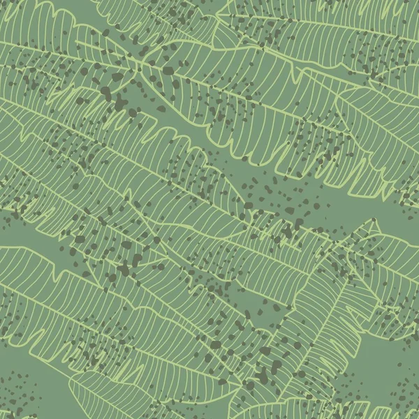 Безшовний Візерунок Листя Банана Зеленому Тлі Джунглі Екзотичні Шпалери Рослин — стоковий вектор