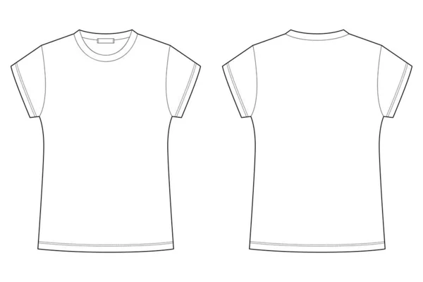 Infantil t-shirt em branco modelo vetor ilustração isolado no fundo branco. Camisa de tee de esboço técnico . —  Vetores de Stock