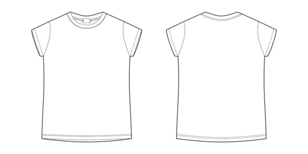 孩子们的技术草图T恤 T恤空白模板向量在白色背景上孤立 前面和后面 随意的风格 — 图库矢量图片