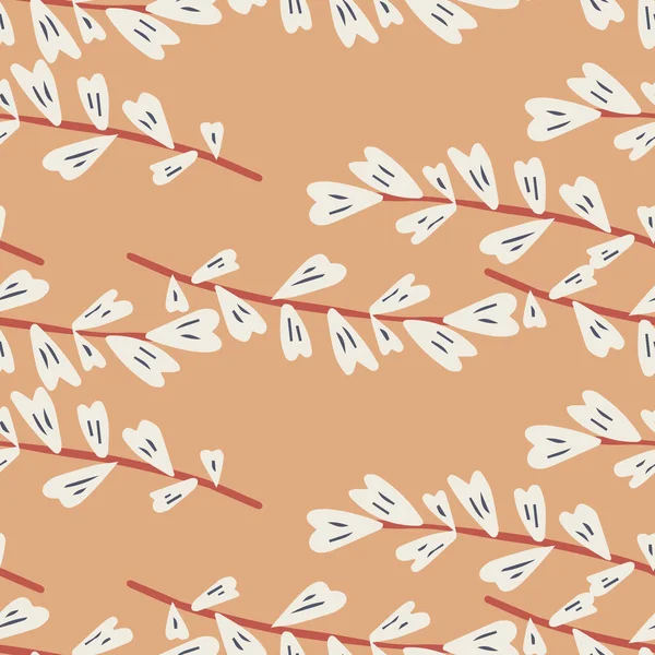 Безшовний Візерунок Листям Гілок Прості Ботанічні Шпалери Дизайн Тканини Текстильного — стоковий вектор