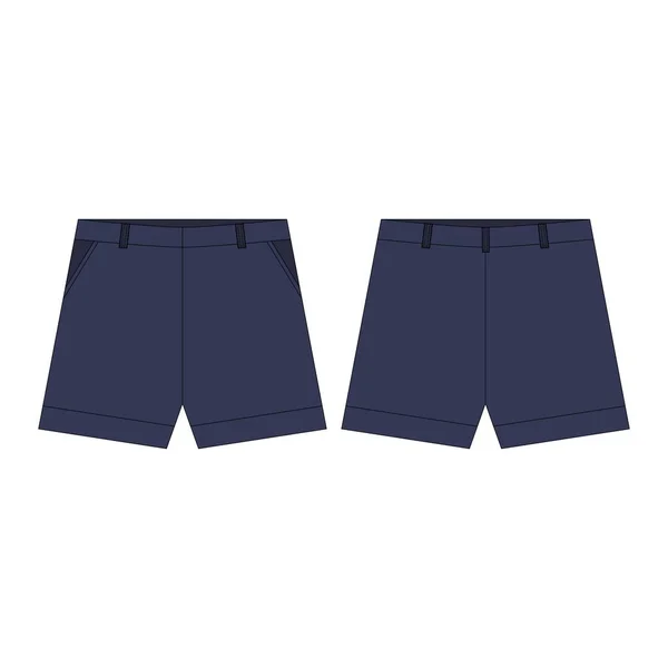 Pantalones Cortos Con Bolsillo Color Azul Para Niñas Aisladas Sobre — Vector de stock