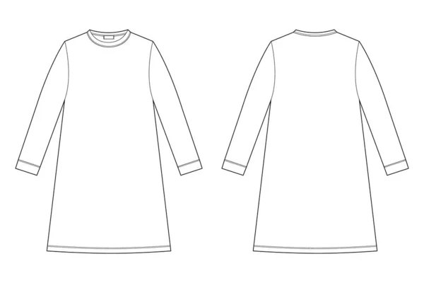 Szkic Techniczny Koszuli Nocnej Chemia Bawełniana Dla Kobiety Ilustracja Wektora — Wektor stockowy