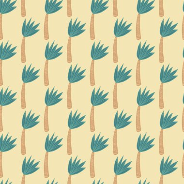 Tropik palmiye ağacının pürüzsüz deseni. Hindistan cevizi palmiyesi duvar kağıdı. Vektör illüstrasyonu.