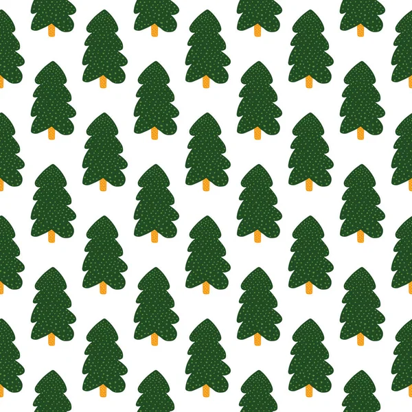 Pine Tree Seamless Pattern Black Background Forest Wallpaper Simple Vector — Stock Vector
