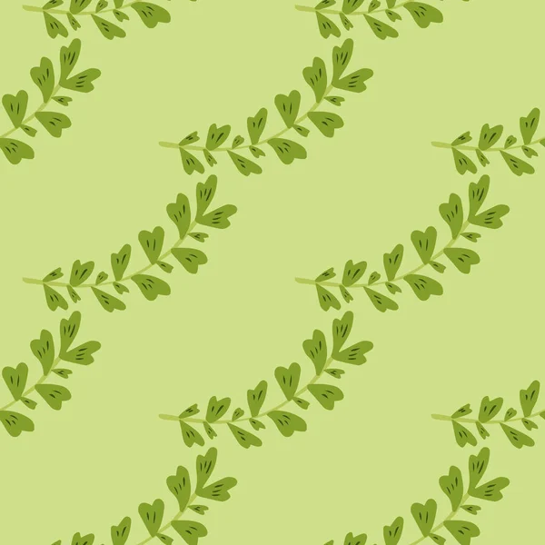 Green Leaf Branch Seamless Pattern Sketch Style Vintage Floral Background — Stock Vector