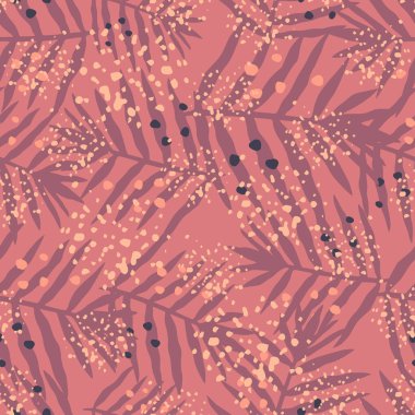 Yaratıcı palmiye yaprağı pürüzsüz desen. Egzotik tropikal eğreltiotu sonsuz bir geri tepiş bırakır. Modern orman yaprakları duvar kağıdı. Kumaş, tekstil baskısı ve ambalaj için tasarım. Vektör illüstrasyonu