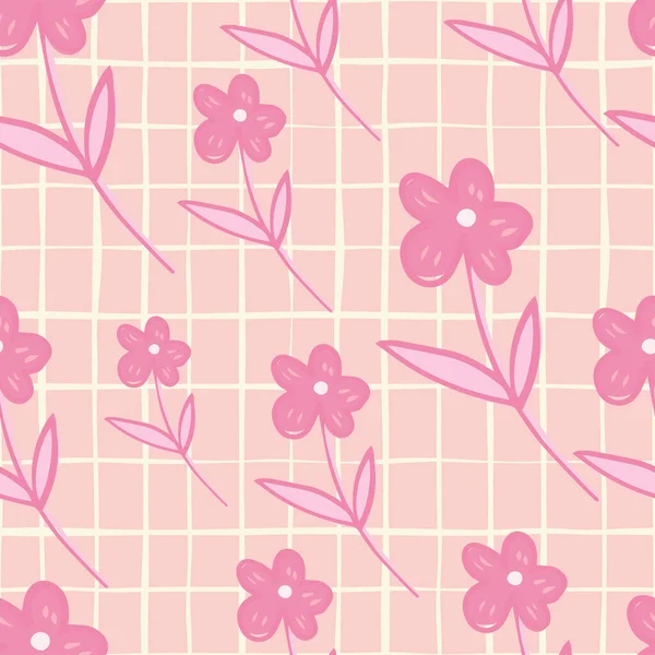 Abstrato Flores Rosa Sem Costura Padrão Estilo Doodle Papel Parede — Vetor de Stock