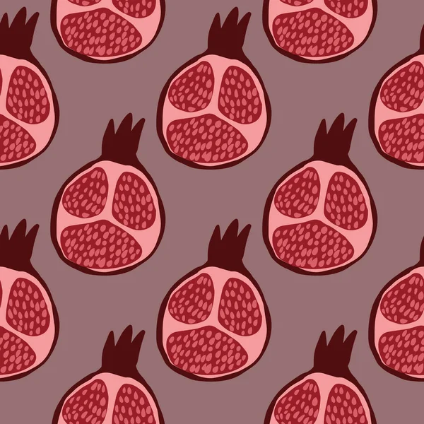 Abstrakt granatäpple frukt sömlös mönster i doodle stil. — Stock vektor